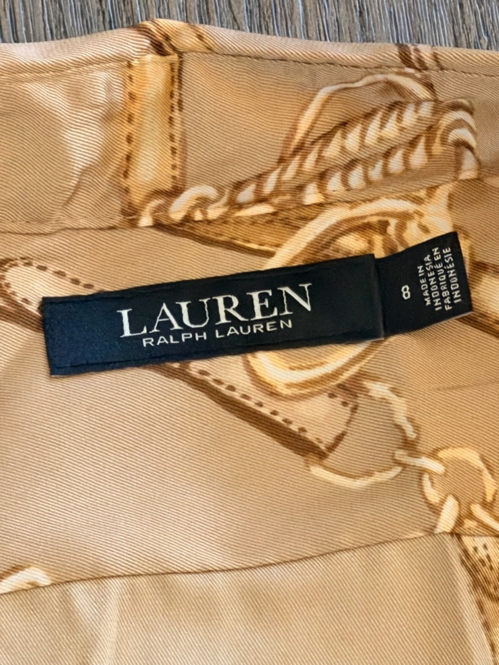 Ralph Lauren Beige Midi Dress with Gold Equestrian Twill Shirtdress - Picture 4 of 9